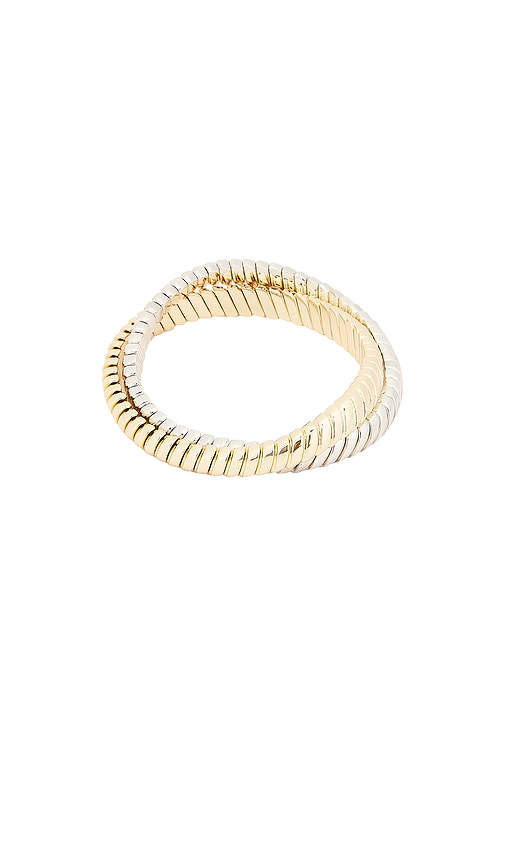 Roxanne Assoulin Double Cobra Bracelet In Shiny Gold & Bright Silver