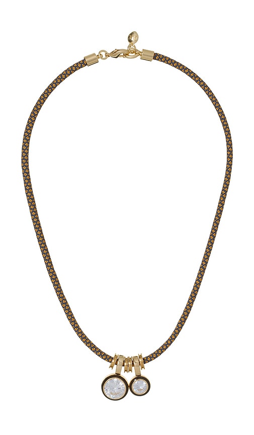 Roxanne Assoulin The Cubic Drop Cord Necklace in Metallic Gold.