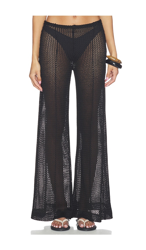 Ripley Rader Fishnet Wide Leg Pant in Black. - size S (also in XS, M, L)