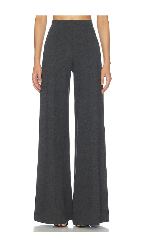 Ripley Rader Ponte Knit Long Wide Leg Pant in Charcoal. - size L (also in M, S, XS)
