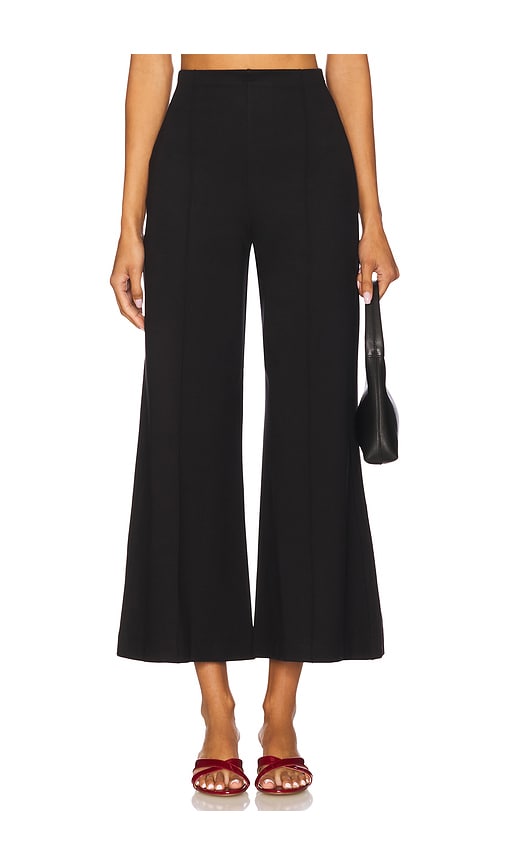 Ponte Knit Wide Cropped Leg Pant in Black. - size S (also in L, M, XS)