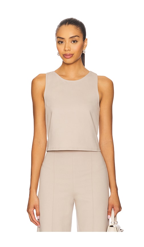 Ponte Knit Tank Top in Beige. - size S (also in L, M)