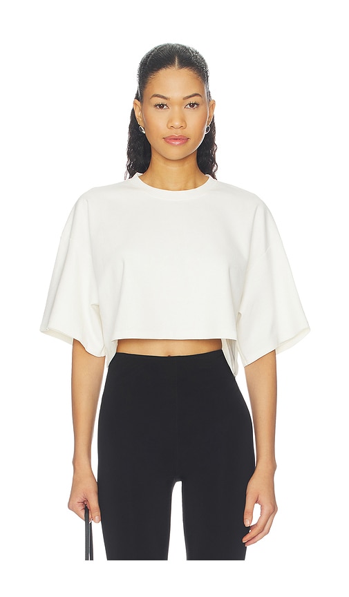 Ripley Rader Ponte Knit Crop Top in White. - size L (also in M, S)
