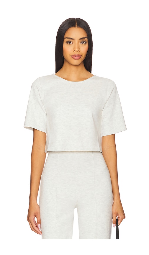 Ponte Knit Short Sleeve Top in Light Grey. - size S (also in M)