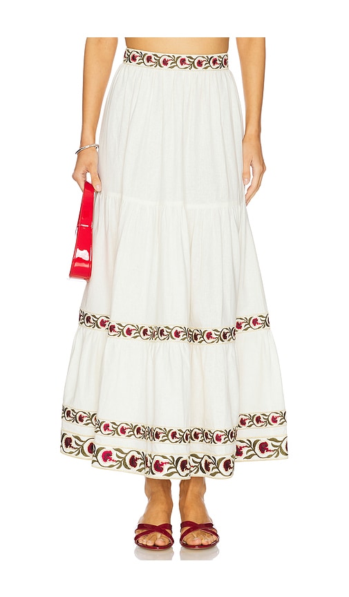 Carnation Ruffle Skirt in Ivory. - size S (also in L, M)