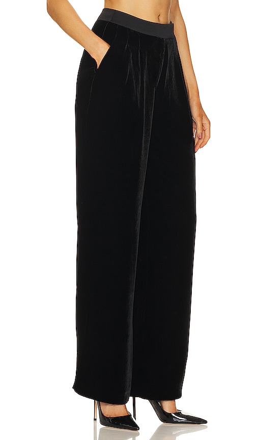 Shop Rozie Corsets Velvet Pleated Trousers In Black