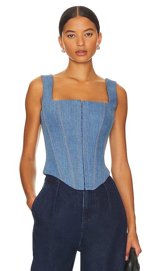 JEANS AND A NICE TOP DROP  small blue structured corset top – remass