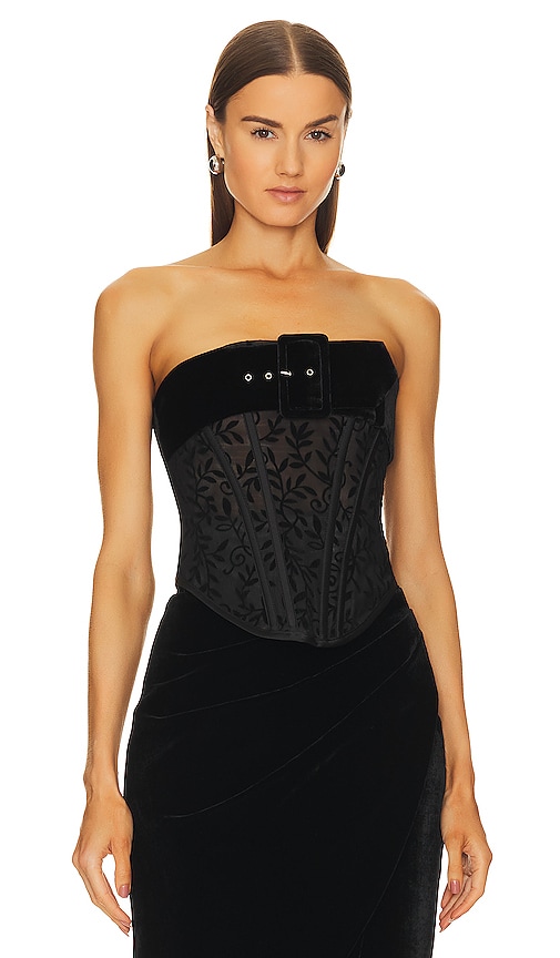 Rozie Corsets Floral Corset Top In Black
