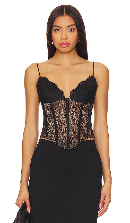 Rozie Corsets Lace Bustier Top In Black