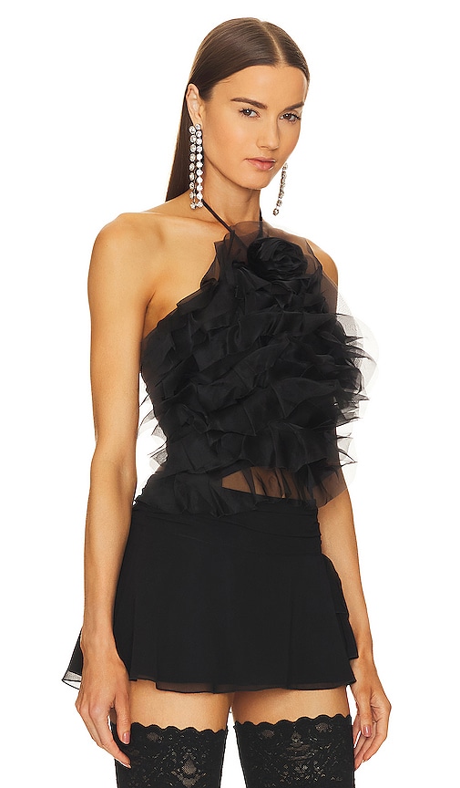 Shop Rozie Corsets Backless Ruffle Top In Black