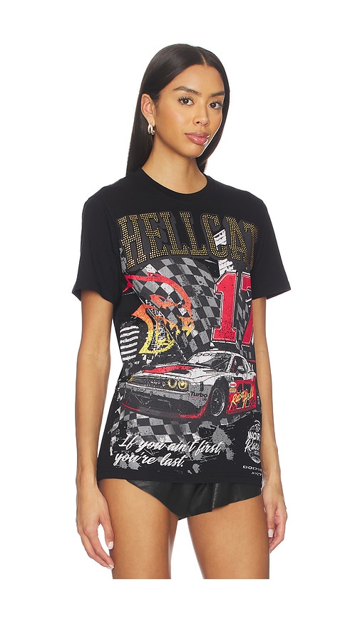 Reason Dodge Hellcat Rhinestone Tee In Black