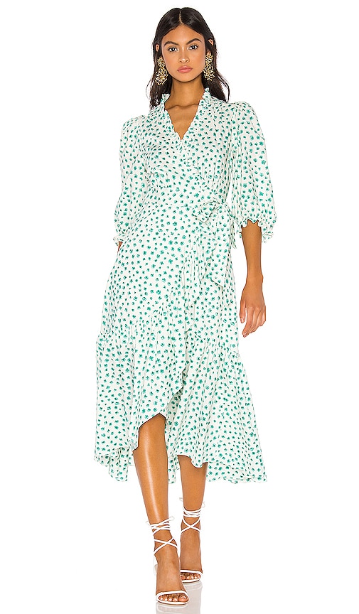 emerald daisy wrap dress