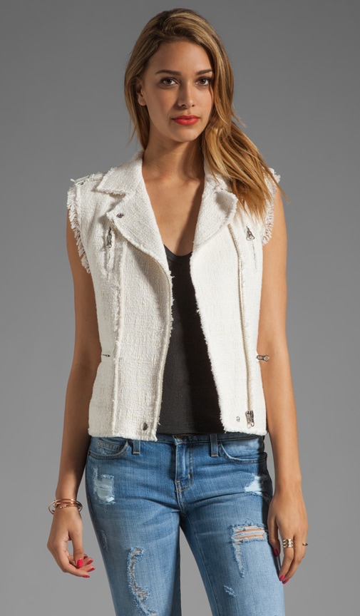 Tweed Moto Vest Cream/Optic White