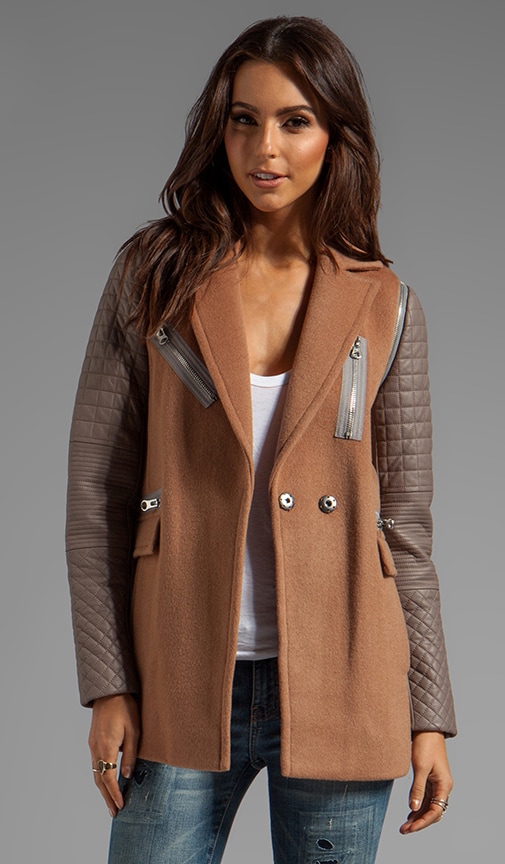 RUNWAY Removable Leather Sleeved Coat