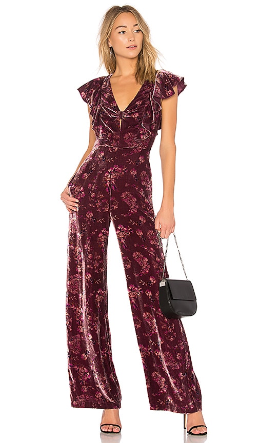 plum velvet jumpsuit