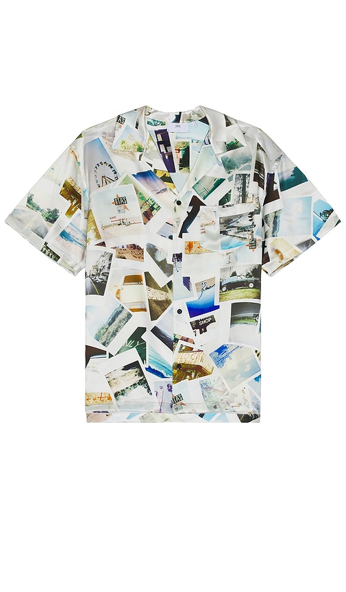 RTA Silk Print Short Sleeve Shirt in Photo Collage