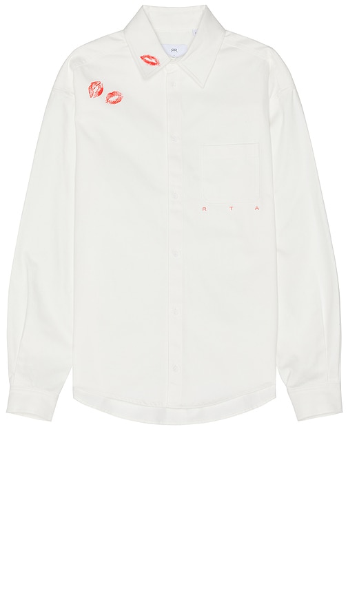 RTA Button Front Kisses Shirt in White