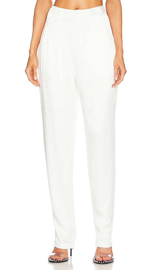 Rta Manollo High Waisted Pleated Trousers In White