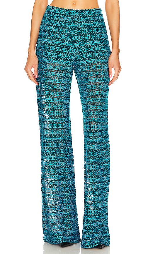 Rta Embroidered Flare Pant In Teal