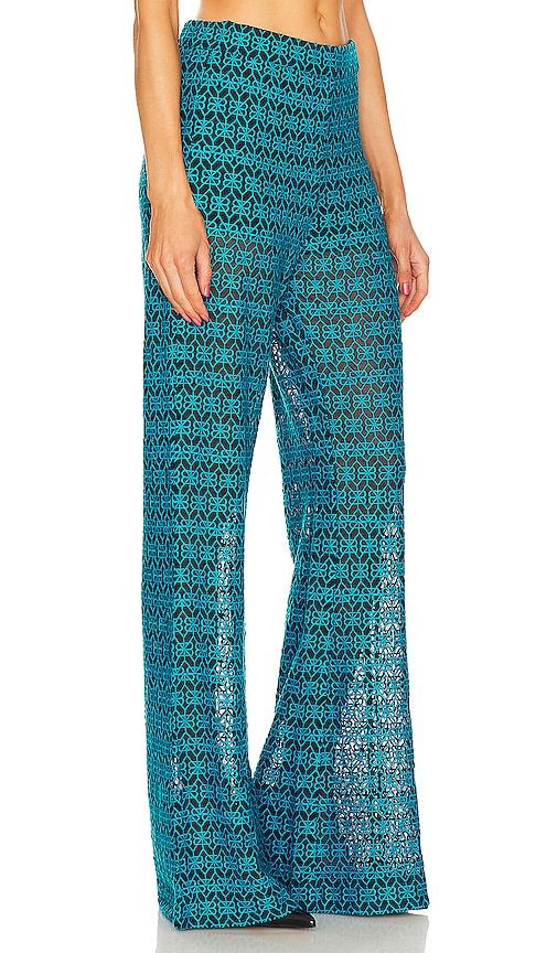 Shop Rta Embroidered Flare Pant In Teal