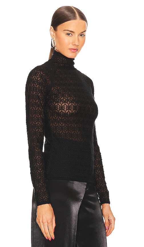 Shop Rta Embroidered Mock Neck Top In Black