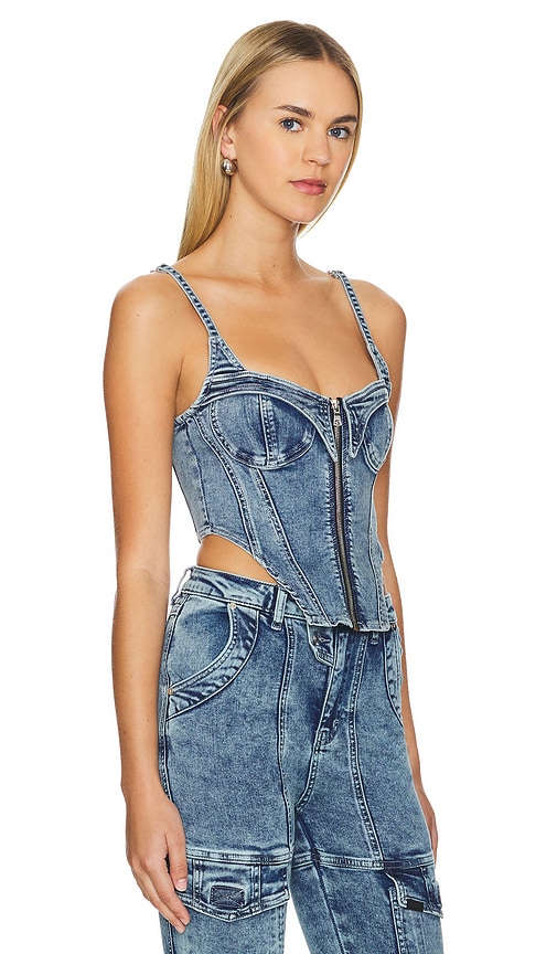 Shop Rta Jazzi Denim Top In Denim-light