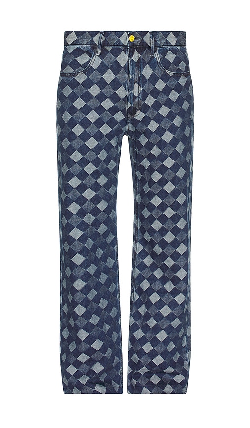 Shop Round Two Jacquard Denim 5 Pocket Jeans In Blue