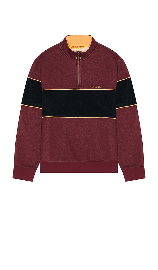 Shop Round Two Quarter Zip Sweater In Maroon Heather