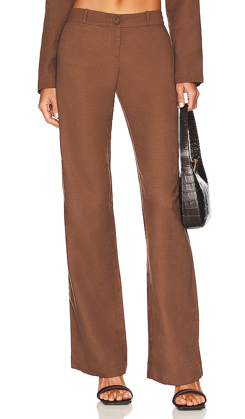 Rumer X Revolve Mecca Low Slung Pant In Brown