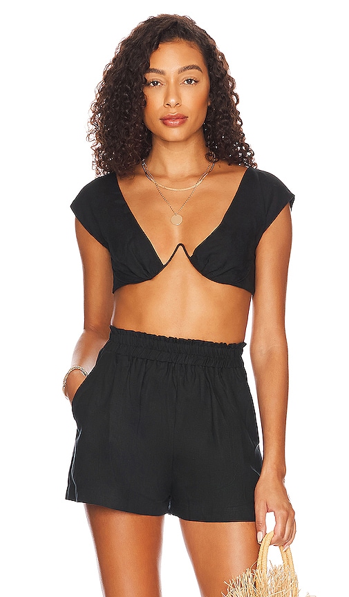 RUMER Luella Crop Top in Black