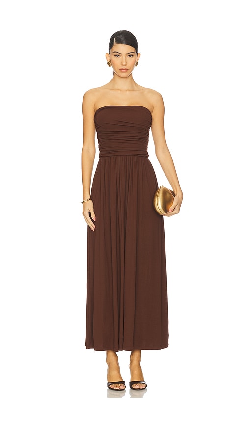 Runaway The Label Malone Ruched Strapless Maxi Dress