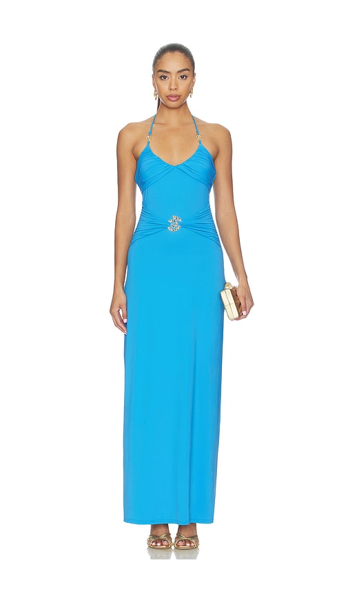 Nina Ruched Halter Maxi Dress