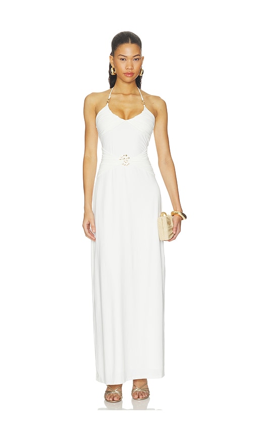 Nina Ruched Halter Maxi Dress