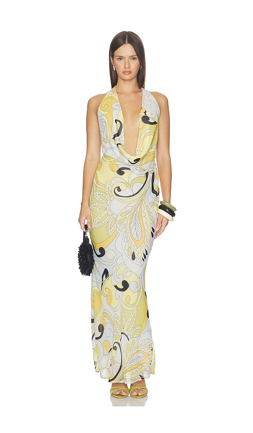 Lexie Low Plunge Halter Maxi Dress