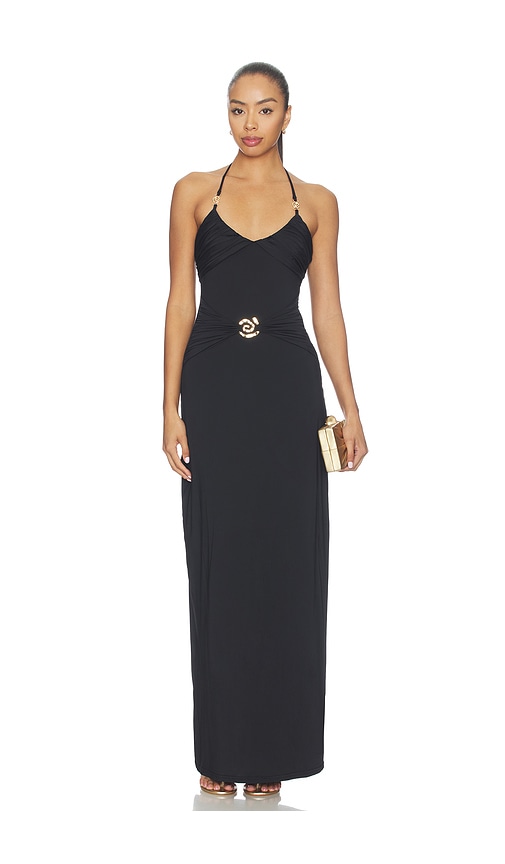 Nina Ruched Halter Maxi Dress
