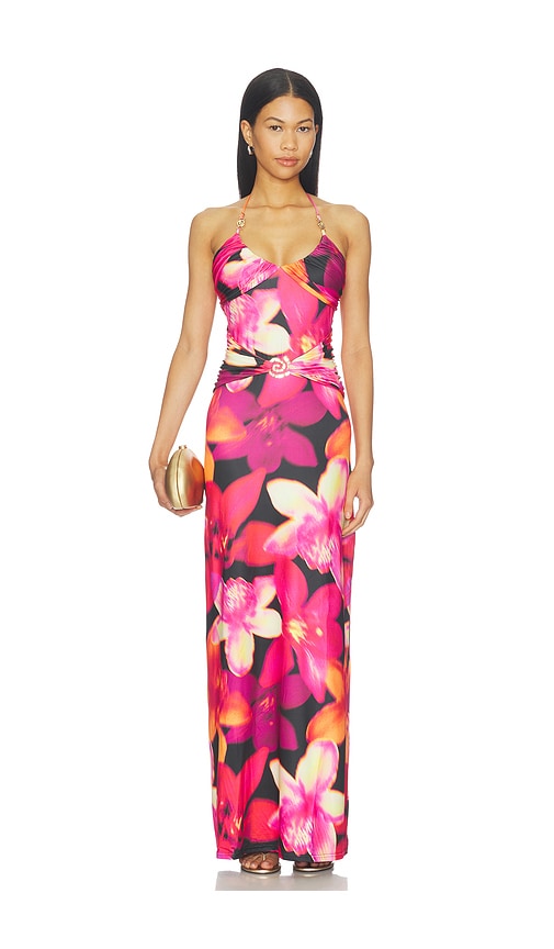 Nina Ruched Halter Maxi Dress
