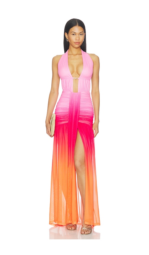 Adrianna Plunge Ruched Maxi Dress