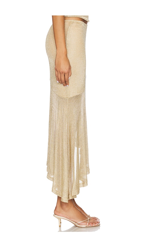 Runaway The Label Elaine Flounce Midi Skirt In Gold