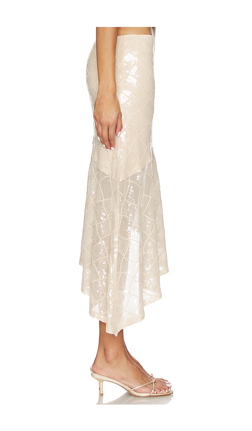 Runaway The Label Eris Sequin Flounce Midi Skirt In Sand