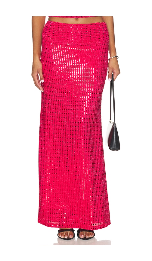Retta Ruched Waistband Maxi Skirt by Runaway The Label in Chilli