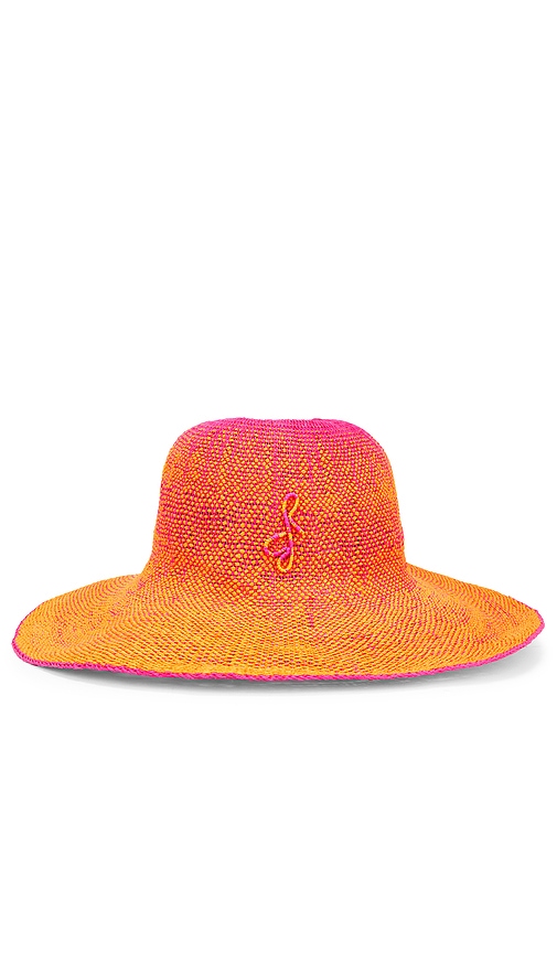 Shop Ruslan Baginskiy Monogram Embellished Bucket Hat In 橙色 & 粉红
