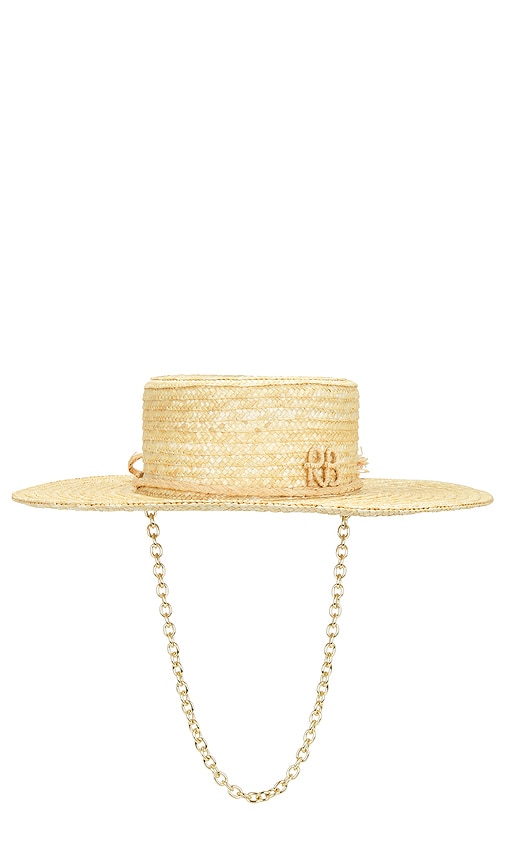 Shop Ruslan Baginskiy Monogram Chain Boater Hat In 自然稻草色