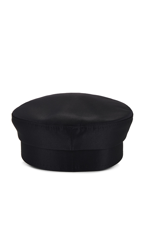 Shop Ruslan Baginskiy Crystal-embellished Satin Baker Boy Cap In Black