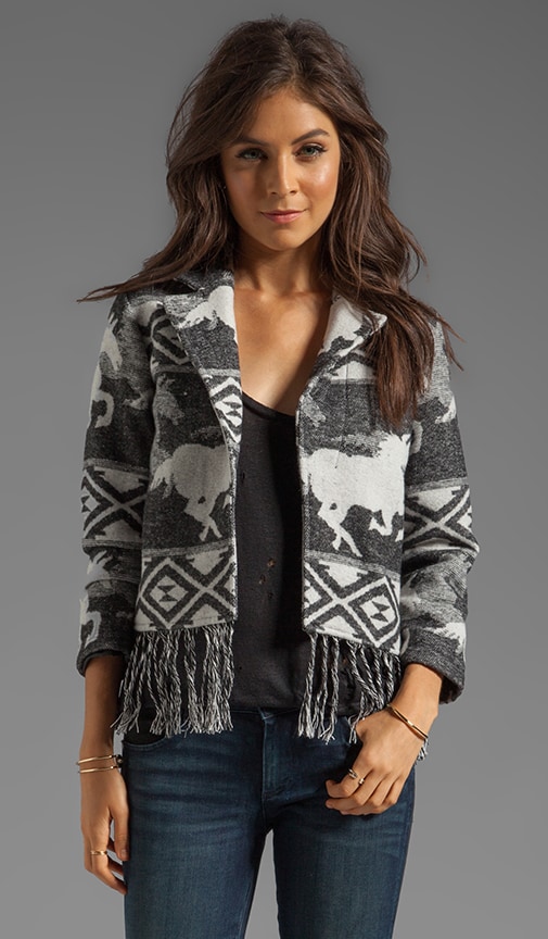 Van Zant Wool Blend Jacket with Wild Horses Jacquard Artwork