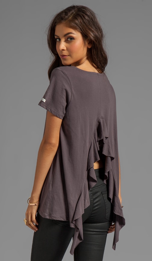 Hutton S/S Jersey Shirt With Open Back and Self Ruffle Drape