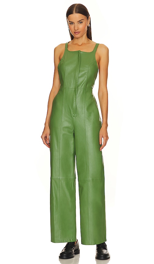 REVOLVE x Molnm Pistachio Leather Jumpsuit in Pistachio