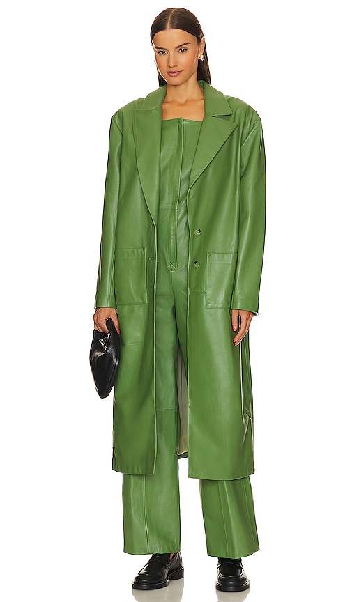 Revolve X Molnm Pistachio Leather Trench In Green