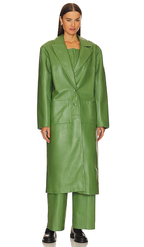 Shop Revolve X Molnm Pistachio Leather Trench In Green