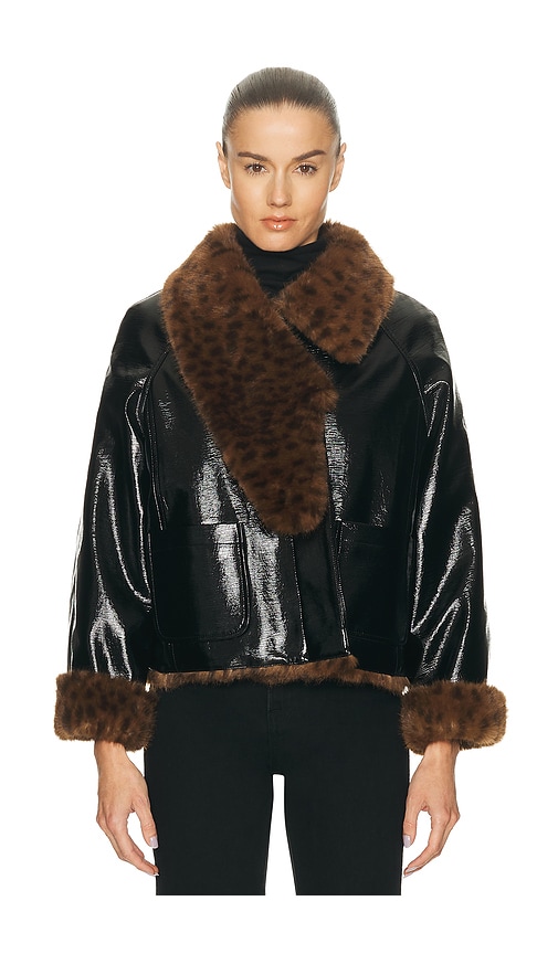  Revolve X Jj Revolve X Jj Pu Leopard Print Jacket In Black. Size S-m. Also In M-l. 