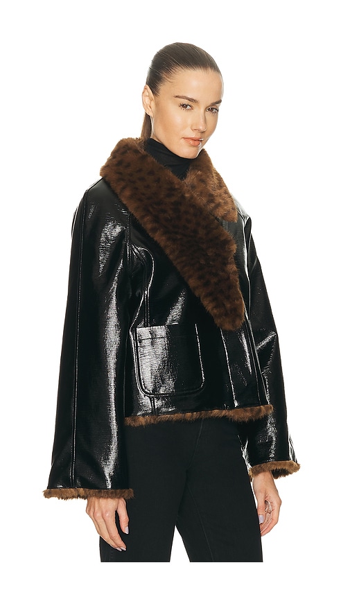  Revolve X Jj Revolve X Jj Pu Leopard Print Jacket In Black. Size S-m. Also In M-l. 